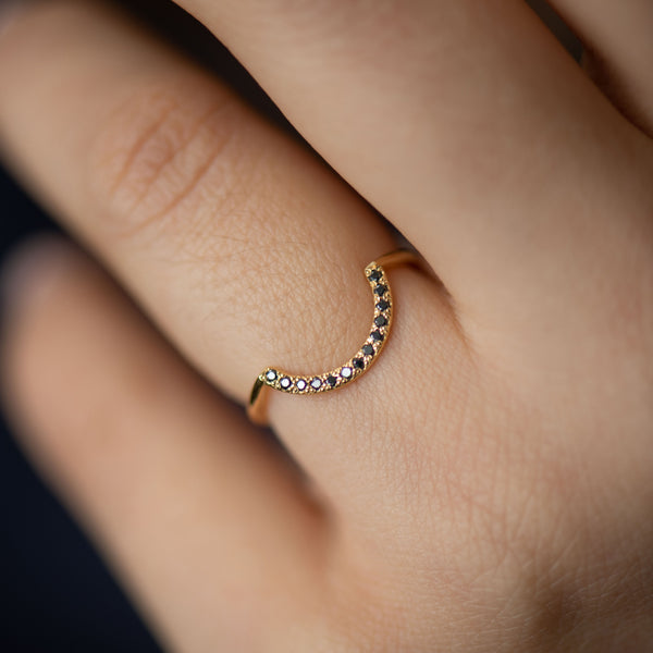 Ready to Ship - Tiny Black Diamonds Wedding Band - Stackable