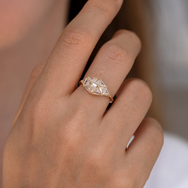 Reflective Dome Ring with Ten Triangle Cut Diamonds – ARTEMER