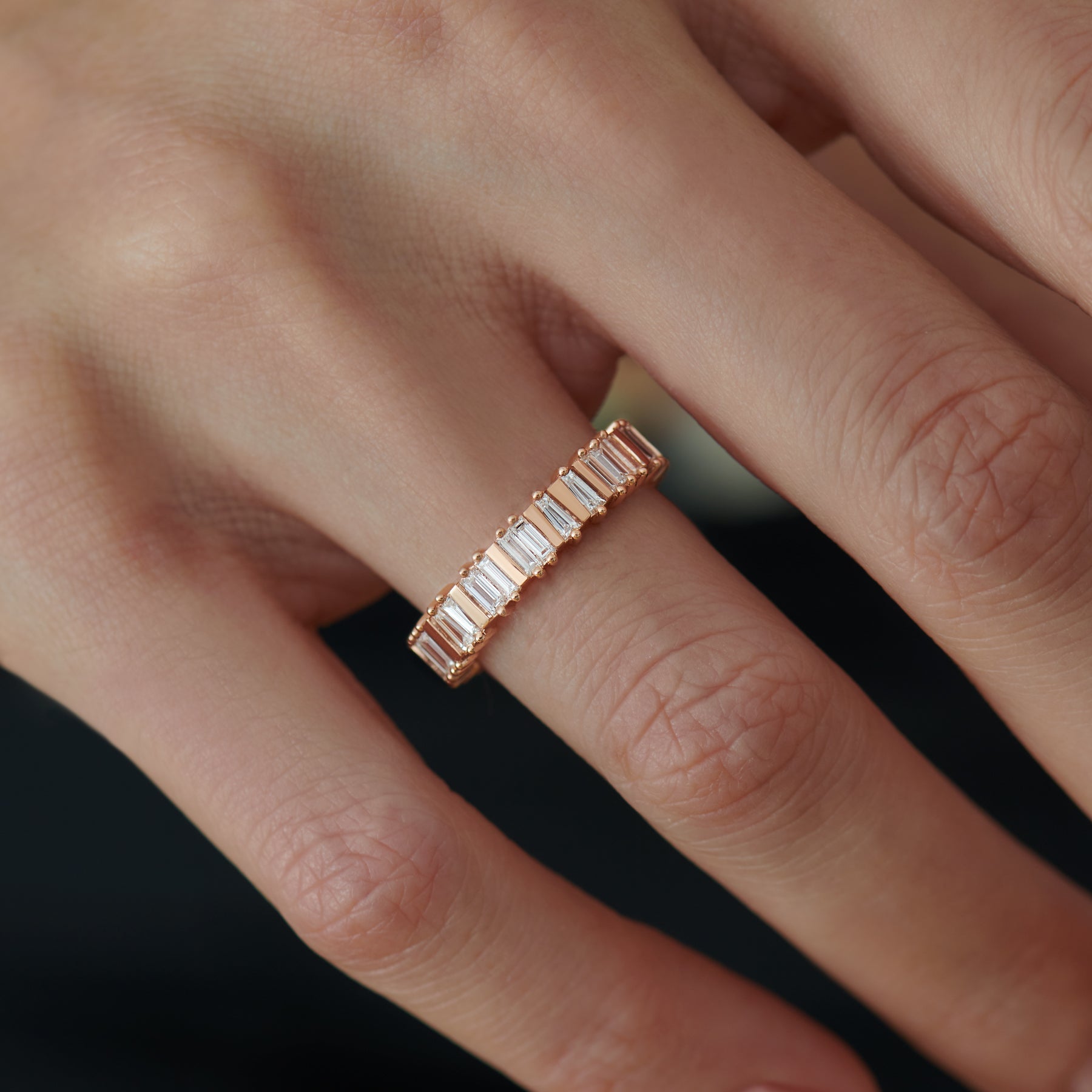 Ready to Ship - Bridge Eternity Band with Baguette and Trapeze Cut