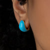 Enamel-_-18K-Gold-Chunky-Huggie-Earring-Blue-Closeup-Side