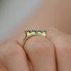 Lab-Grown-Emerald-Long-Baguette-Statement-Ring-Side-On-Finger