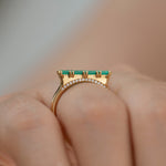 Lab-Grown-Emerald-Long-Baguette-Statement-Ring-Side-On-Finger