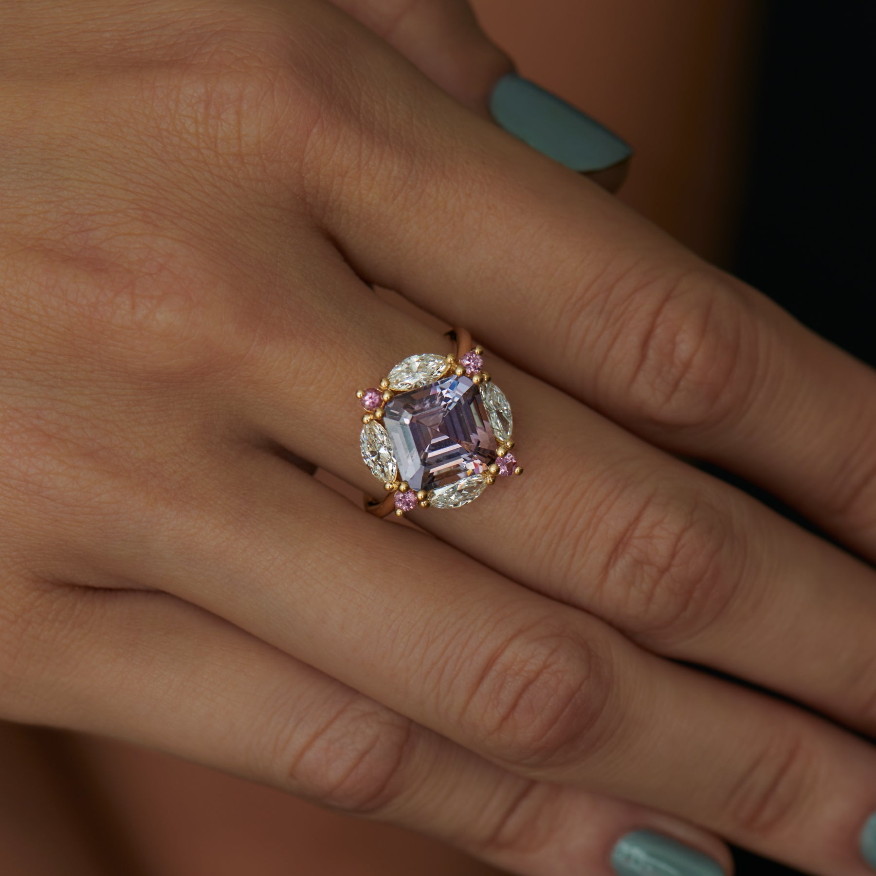 Pink Sapphire & Diamond Mosaic Ring