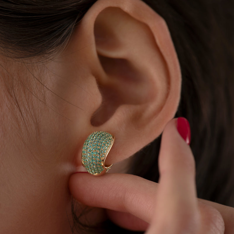 Paraiba-Tourmaline-Pave-Huggie-Earrings-In-Motion