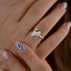 Quilted-Diamond-_-Sapphire-Gold-Bar-Engagement-Ring-On-Model