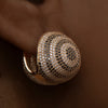 Striped-Black-_-White-Diamond-Ball-Statement-Earrings-Closeup-Back