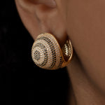 Striped-Black-_-White-Diamond-Ball-Statement-Earrings-Closeup