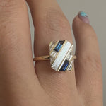 Quilted-Diamond-&-Sapphire-Gold-Bar-Engagement-Ring-VIDEO