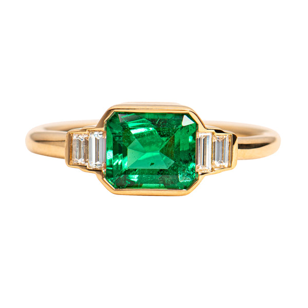 Art Deco Emerald Engagement Ring with Baguette Diamonds – ARTEMER