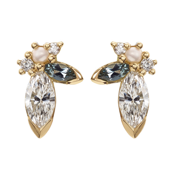 Big Sprout Marquise Diamond & Sapphire Earrings – ARTEMER