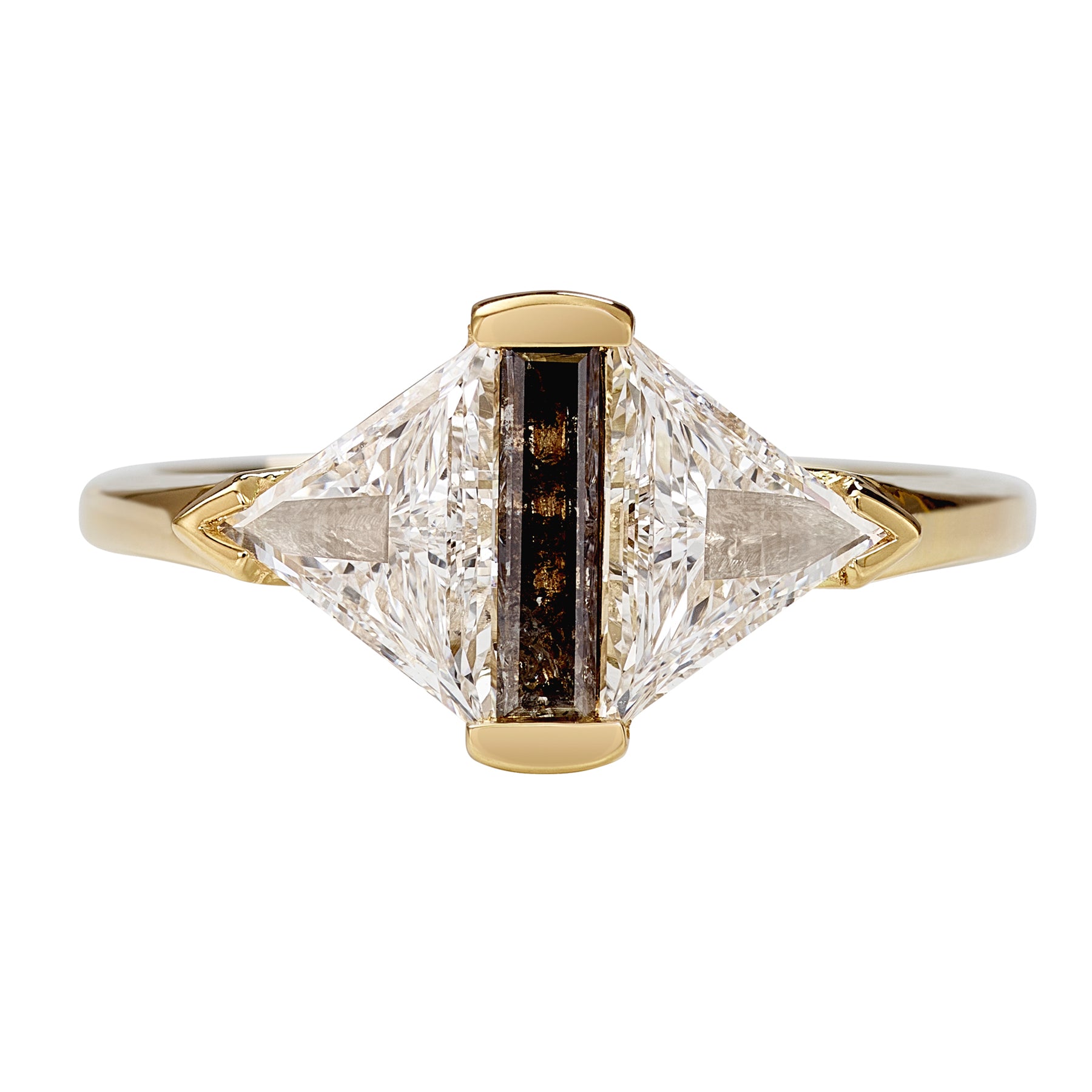 Diamond Dune Ring with Top Light Brown Baguettes - OOAK – ARTEMER