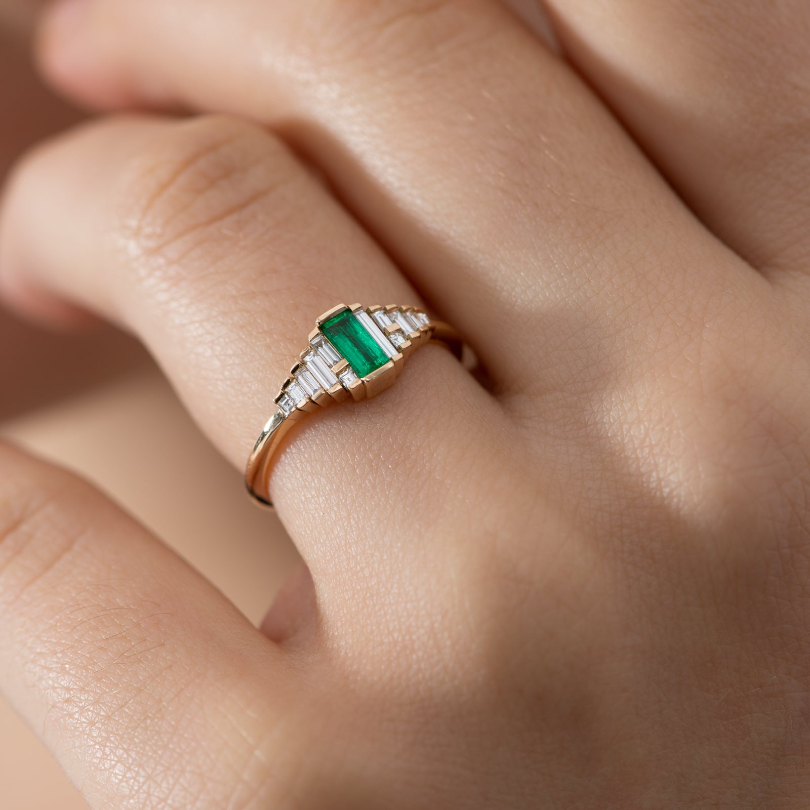 Royal Blue Sapphire Emerald Diamond Cluster Engagement Ring | Praise Wedding  Shop