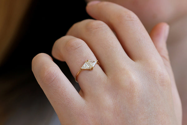 Vintage Diamond Triangle Ring - Delicate geometric engagement ring ...