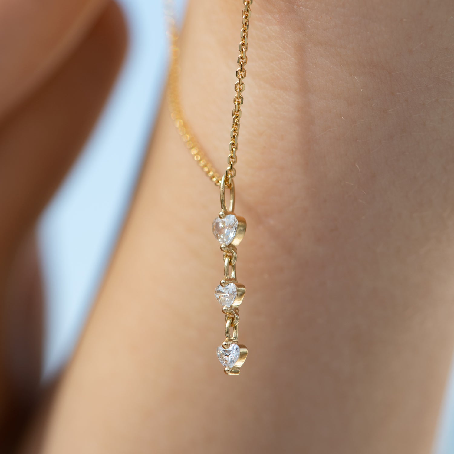 14K Solid Yellow Gold Minimalist Diamond Heart Necklace – LTB JEWELRY