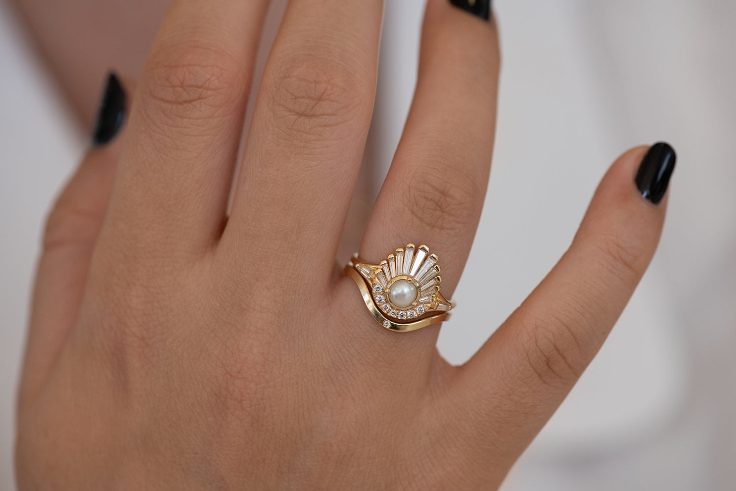 Black Pearl & Diamond Ring - 55685SJADFCBPWG – Seita Jewelers