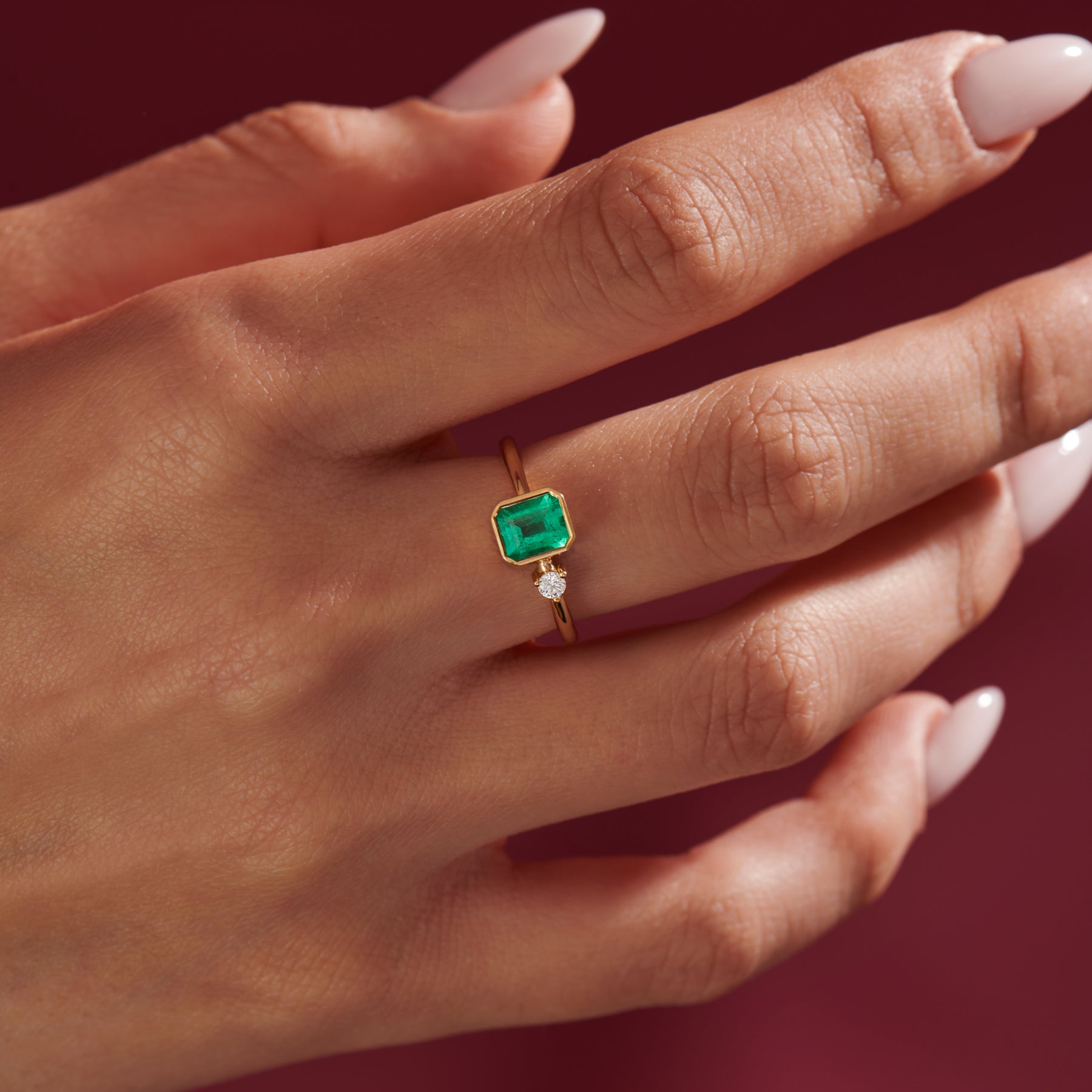 The Audrey- Natural Emerald, Raw Emerald Ring, Emerald Engagement Ring – JSL