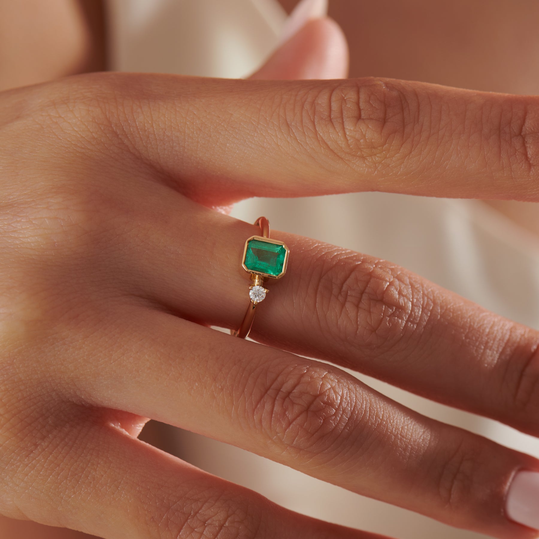 Emerald Heart Gold Dome Ring - Amia | Little Sky Stone