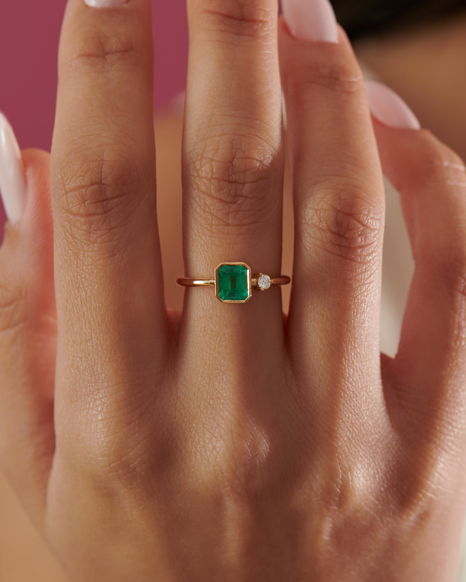Natural emerald and diamonds engagement ring, elvish nature inspired gold  ring / Undina | Eden Garden Jewelry™