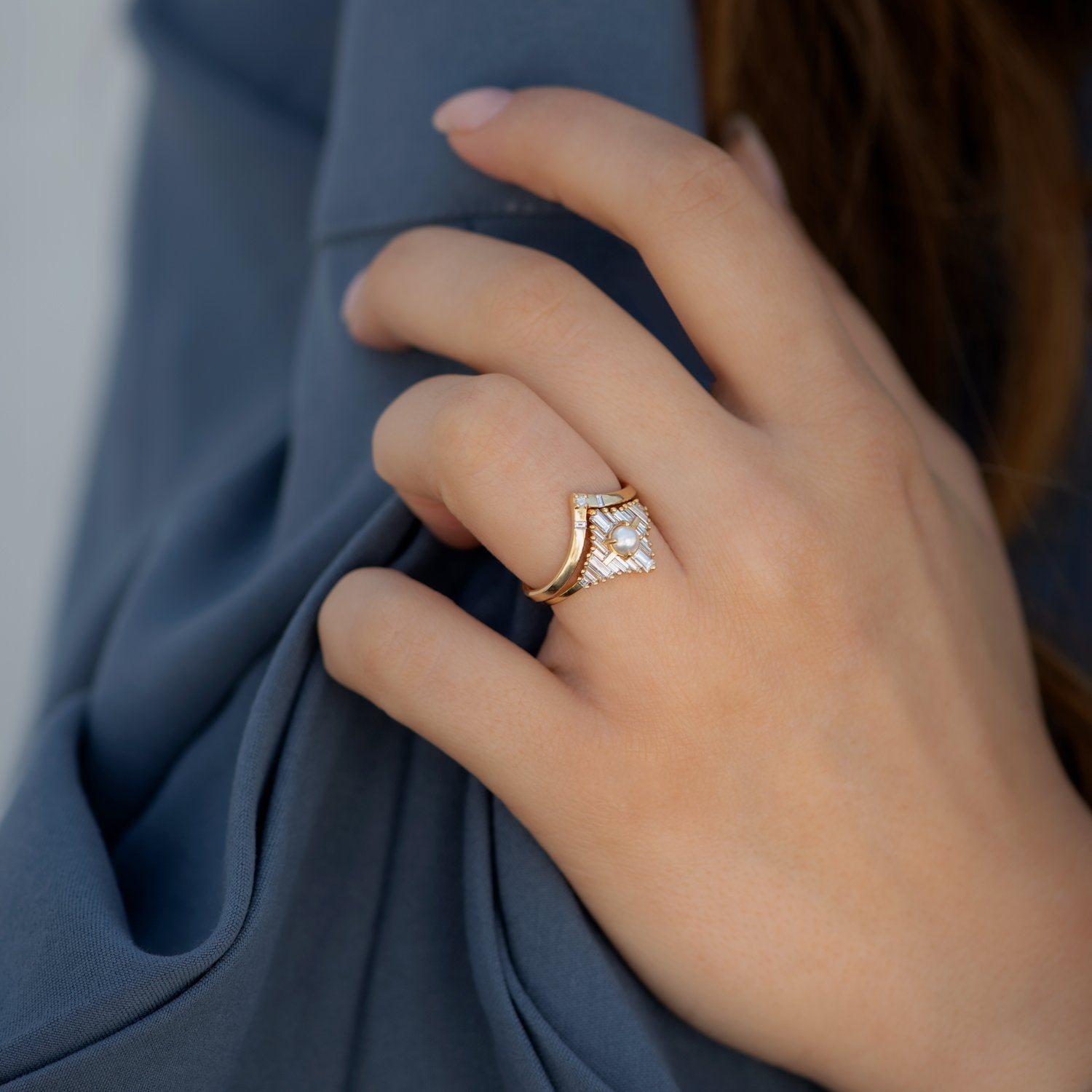 Pearl Diamond Anniversary Band Wedding Engagement Ring 14k Gold Fine  Jewelry | eBay