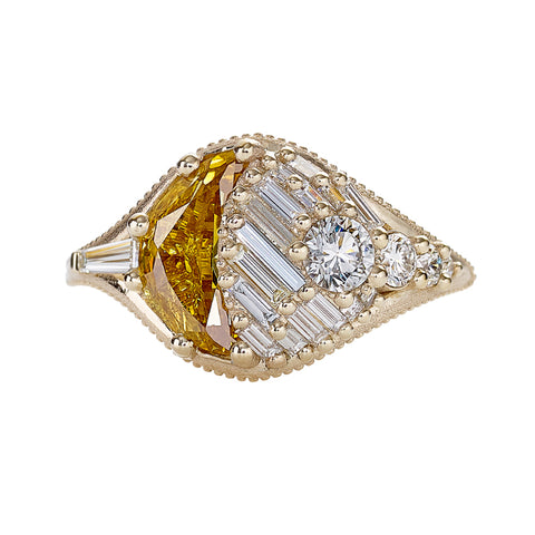 Round Women's sun shine natural diamond yellow gold ring daily wear ladies  ring, Size: Your Rquierment at Rs 28300 in Surat