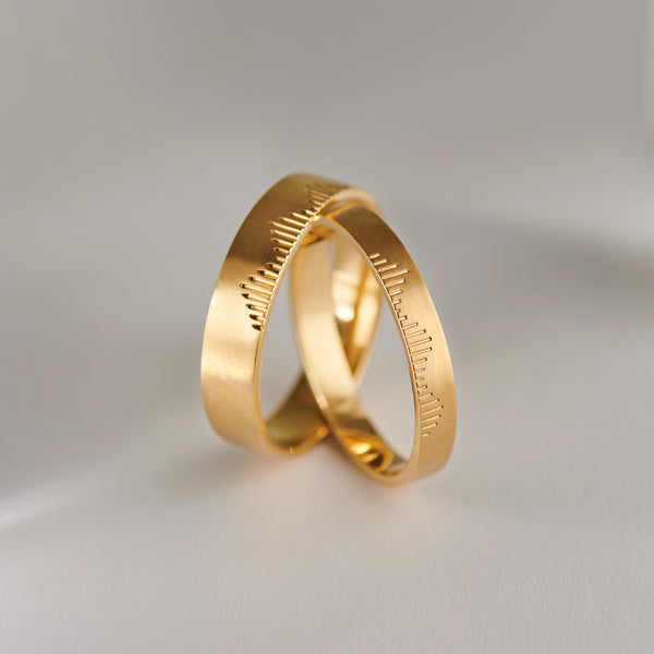 The Mountain Climbers Gold Wedding Band Set – ARTEMER