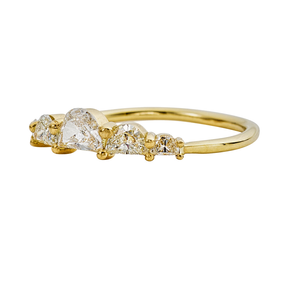 Unique Half Moon Diamond Engagement Ring - Five Diamond Ring – ARTEMER