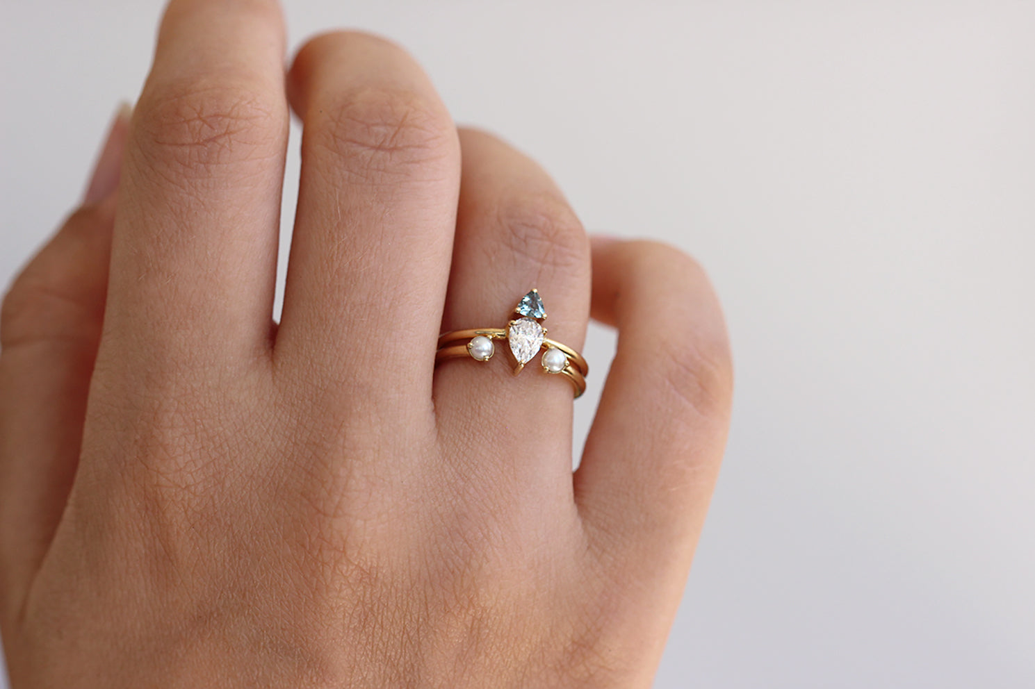 Pearl Pink Sapphire & Diamond Engagement Ring