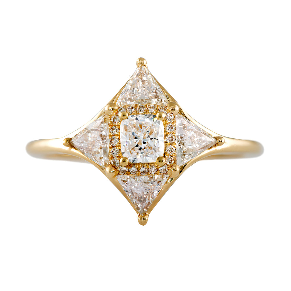 Beautiful Vintage Star Motif Diamond Ring 14K White Gold